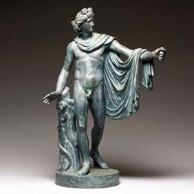 Appraisal: ANTIQUE FRENCH BRONZE FIGURE French bronze of the Apollo Belvedere