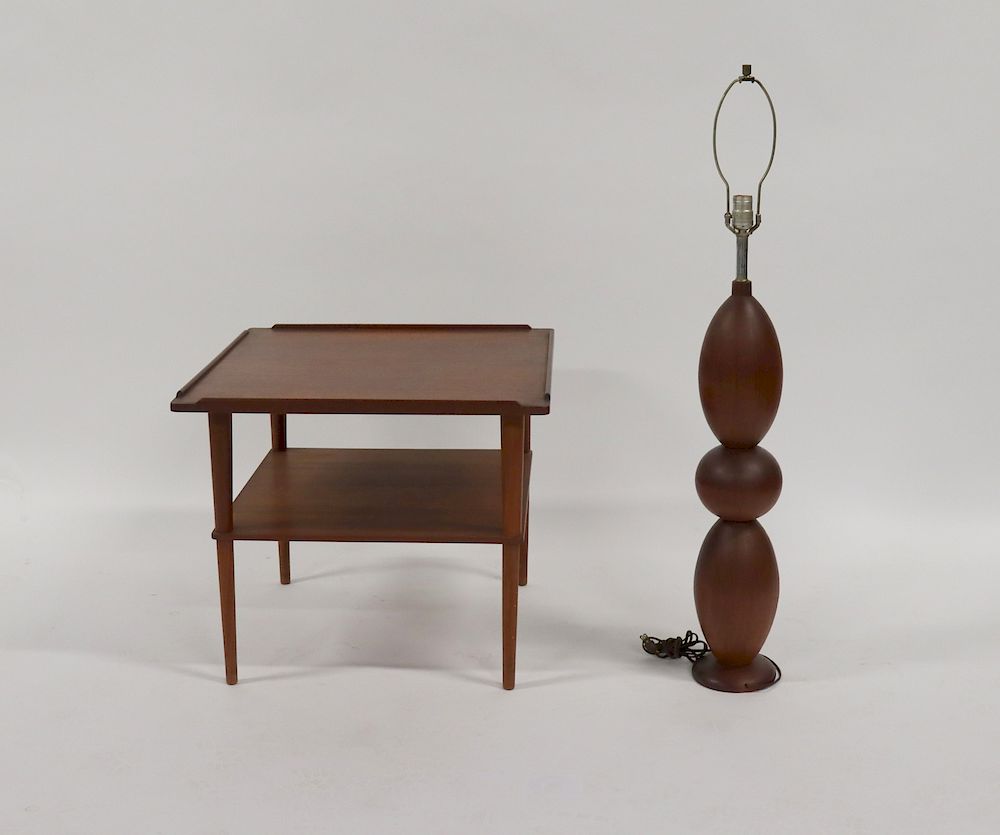 Appraisal: MIDCENTURY Hovmand-Olsen Table Together With A Wood Table Lamp From