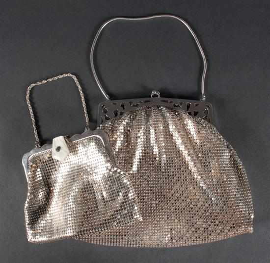 Appraisal: Two Whiting Davis silver metal mesh purses smaller change purse