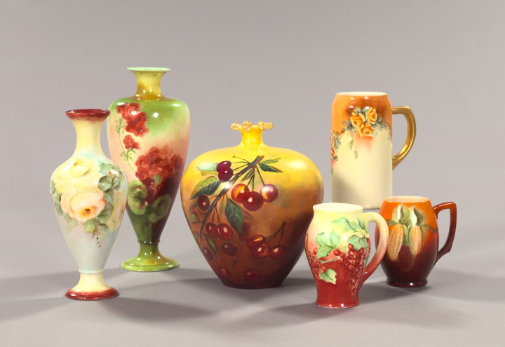 Appraisal: Six-Piece Collection of Hand-Painted American Belleek Porcelain comprised of a