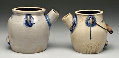 Appraisal: Two stoneware batter pitchers both salt glaze with cobalt highlights