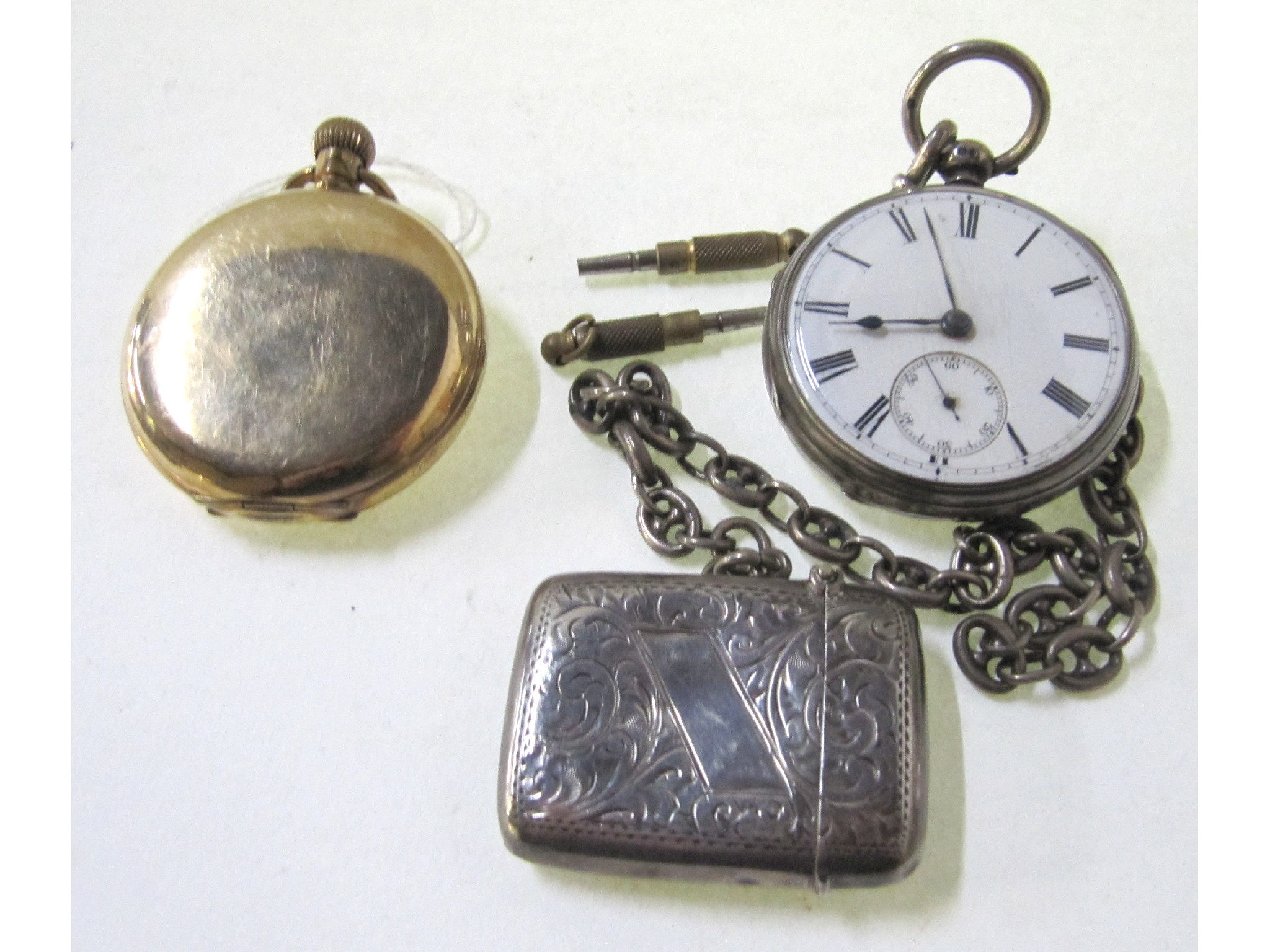 Appraisal: A lot comprising a rolled gold pocket watch a silver