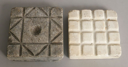 Appraisal: Two marble fireplace tool rests early th c square