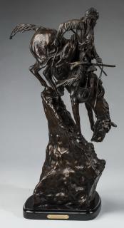 Appraisal: Bronze sculpture 'Mountain Man' after Remington After Frederic Remington American