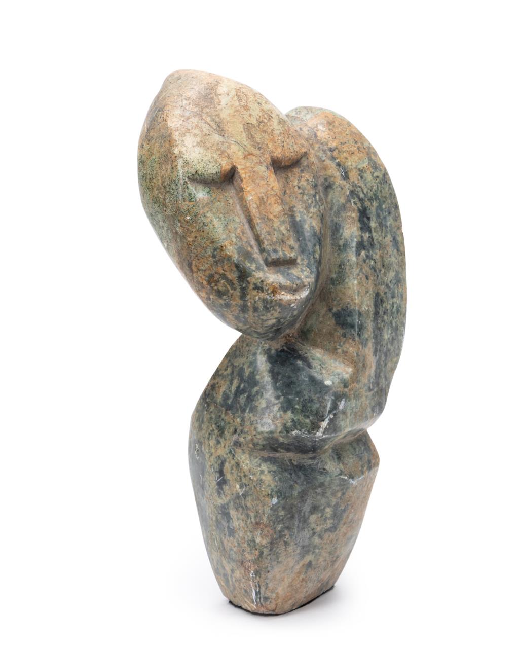 Appraisal: AFRICAN SCHOOL SIGNED HARDSTONE SHONA SCULPTURE African School signed hardstone