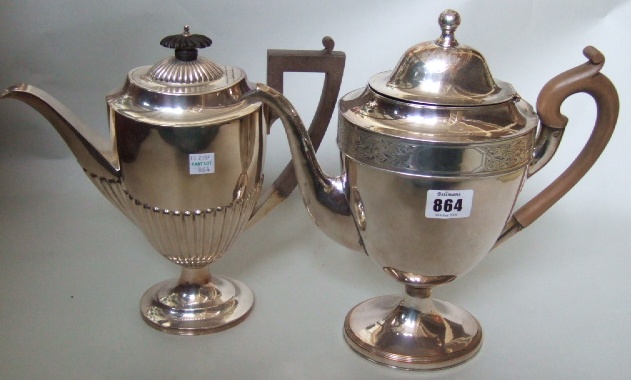 Appraisal: A Sheffield plated coffee pot of oval form decorated with