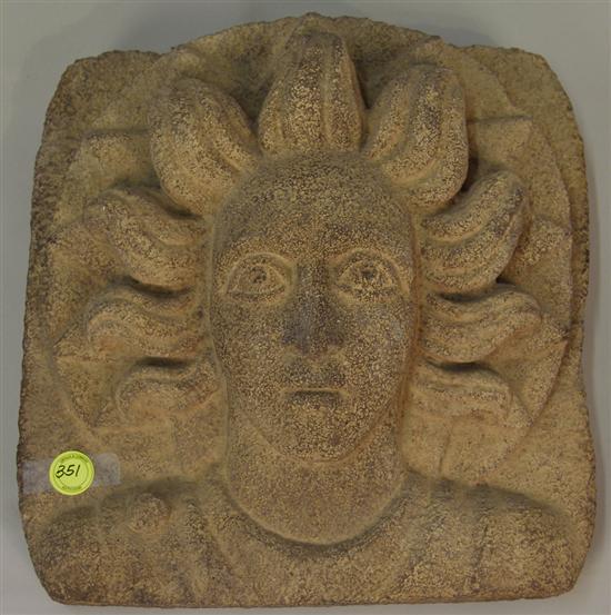 Appraisal: SYRO-ROMAN STYLE BASALT RELIEF OF THE HEAD OF HELIOS height