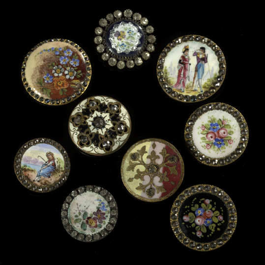 Appraisal: Group of Nine Antique Enamel Buttons th century of various