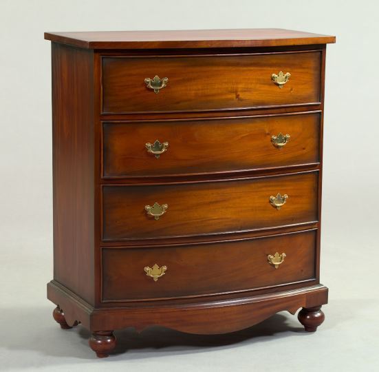 Appraisal: William IV-Style Mahogany Bow-Fronted Four-Drawer Chest each drawer with brass