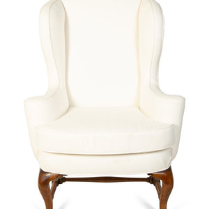 Appraisal: A Queen Anne Style Wingback Armchair TH CENTURY Height x