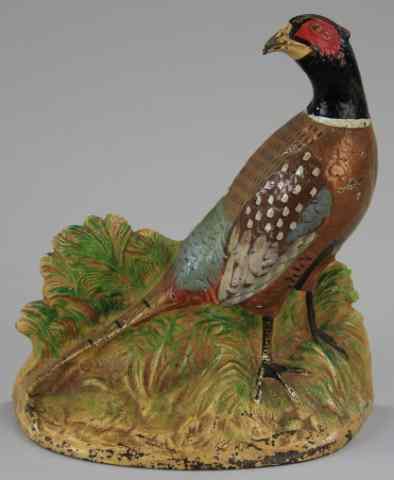 Appraisal: HUBLEY PHEASANT DOORSTOP Hubley signed '' Fred Everett '' finely