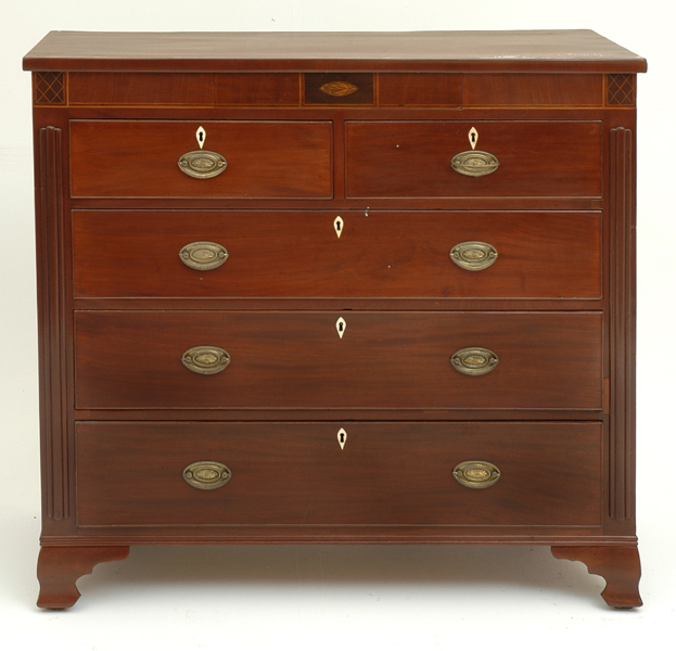 Appraisal: A TH CENTURY MAHOGANY AND MARQUETRY CHEST OF DRAWERS Rectangular