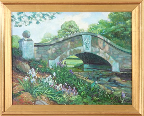 Appraisal: Stone Bridge in Spring oil on board x SLR D