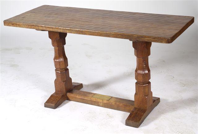 Appraisal: ROBERT MOUSEMAN THOMPSON OAK SIDE TABLE c of refectory type