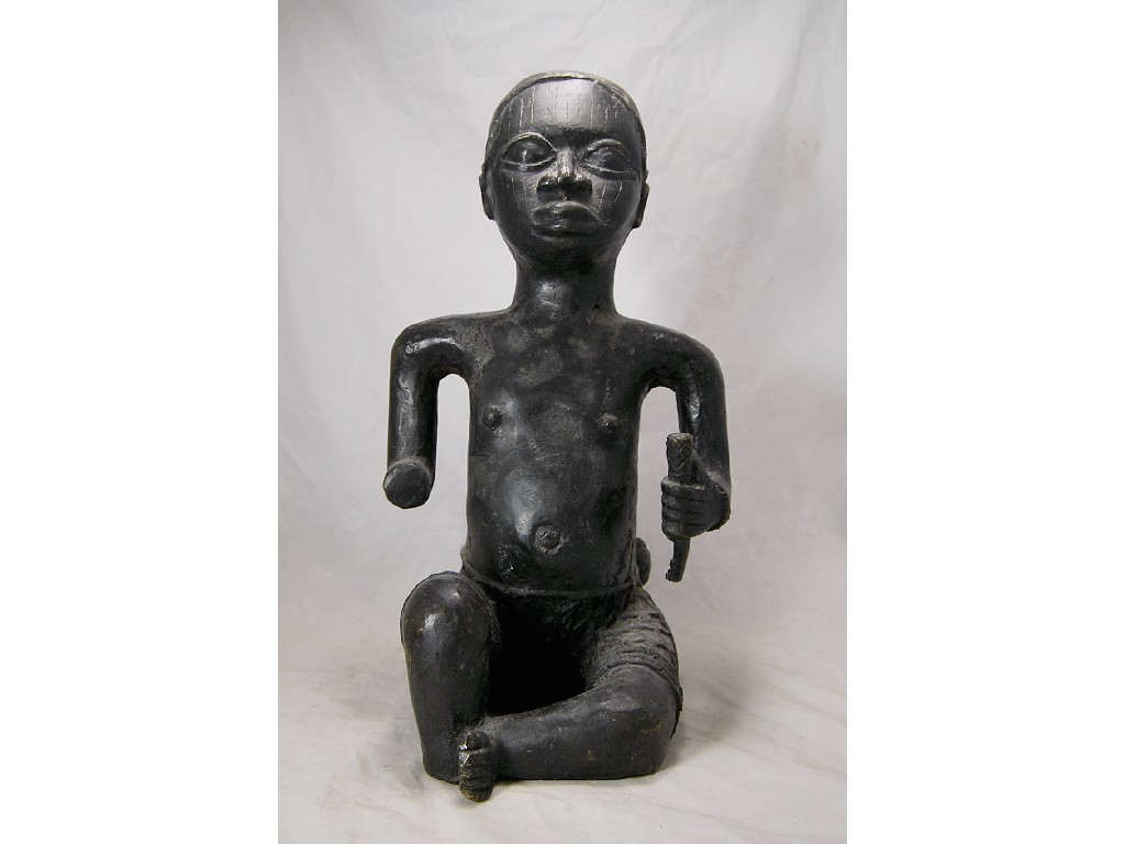 Appraisal: Two large African rosewood carved figures depicting a male and