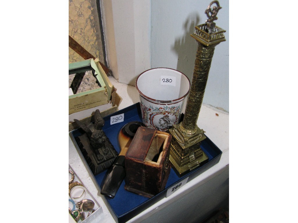 Appraisal: Lot comprising model column Victorian beaker pipe and a Griffon