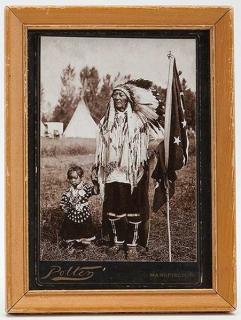 Appraisal: Cabinet Card Portrait of Native American Man and Child Cabinet