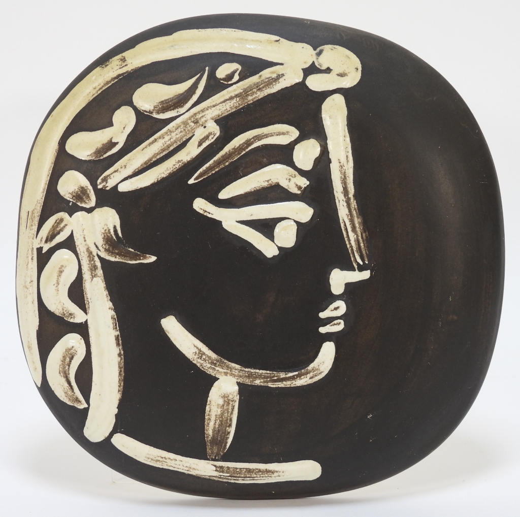 Appraisal: PABLO PICASSO MADOURA CERAMIC FACE PLAQUE Spain - Titled Jacqueline's