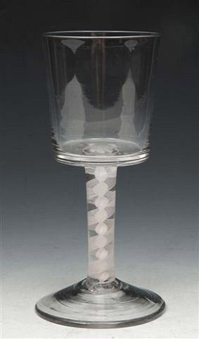 Appraisal: AN TH CENTURY BUCKET SHAPED WINE GLASS with opaque twist