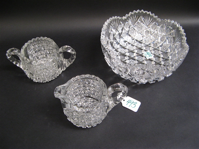 Appraisal: THREE AMERICAN BRILLIANT CUT GLASS c One a fruit bowl