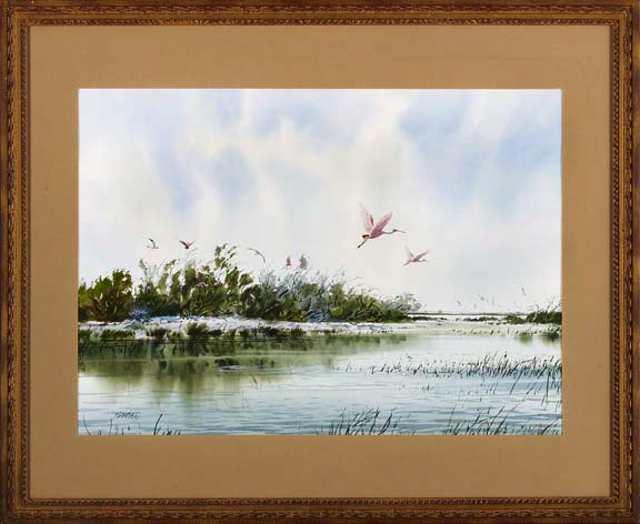 Appraisal: Al Barnes American Texas b Roseate Spoonbills watercolor x signed