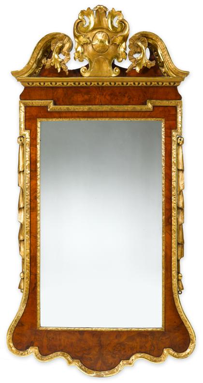 Appraisal: Chippendale mahogany and giltwood looking glassprobably english circa