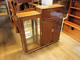 Appraisal: TUDOR STYLE HARDWOOD AND WALNUT DISPLAY DRINKS CABINET