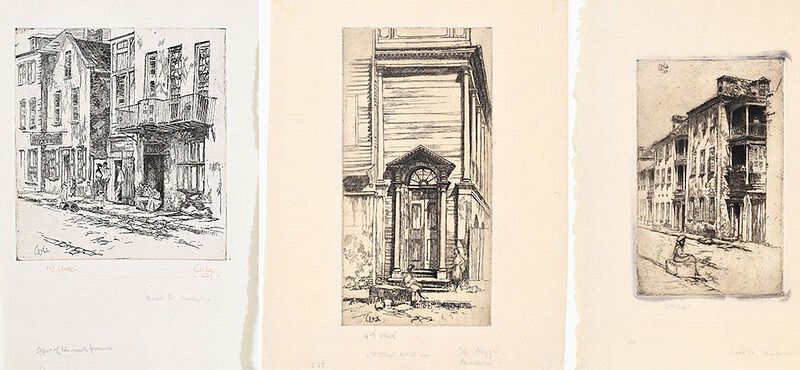 Appraisal: Charles Henry White Canadian - Three Charleston Etchings Queen Street