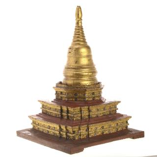 Appraisal: Southeast Asian carved giltwood -tier stupa th c possibly Himalayan