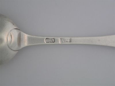 Appraisal: COLINE ALLAN A Hanoverian tablespoon with two engraved crests on