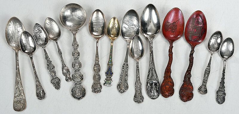 Appraisal: Fourteen Silver and Copper Spoons American late th th century