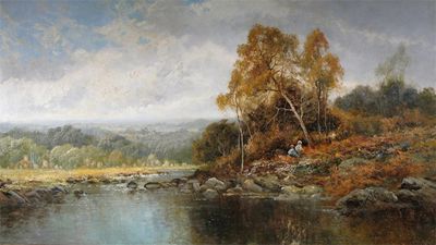 Appraisal: H K Foster Late th Century River landscapes with figures