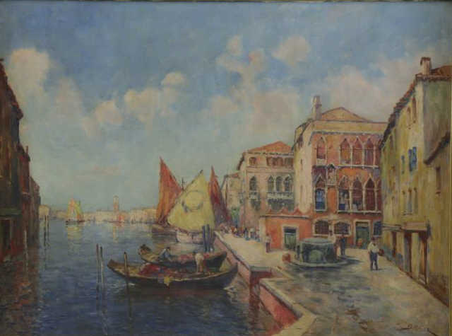 Appraisal: MAJOR Boris Oil on Canvas European Harbor Signed 'B Major'