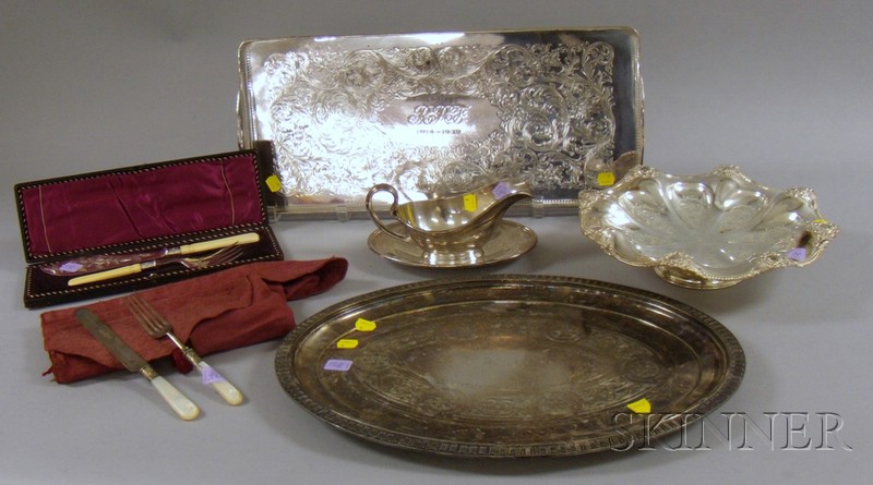 Appraisal: Silver Plated Serving Items and Flatware a set of six