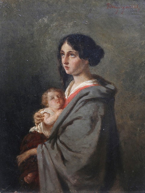 Appraisal: ATTRIBUTED TO PETRUS THEODORUS VAN WIJNGAERDT - A mother with