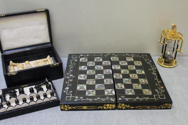 Appraisal: ASPREY Staunton Chess Set Other GamesAn Asprey signed wooden chess