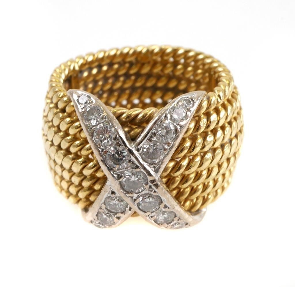 Appraisal: Tiffany style K gold ring marked k with seven-strand ring