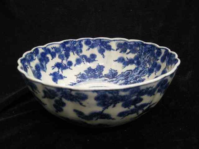 Appraisal: Oriental Porcelain Blue White Bowl scalloped '' deep '' diameter