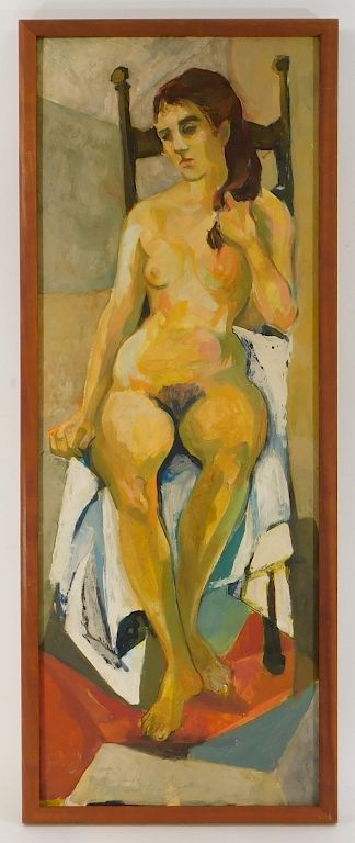 Appraisal: C Modernist Studio Painting of a Female Nude United States