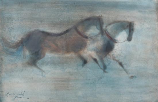 Appraisal: KAIKO MOTI Indian - TWO HORSES signed numbered and dated