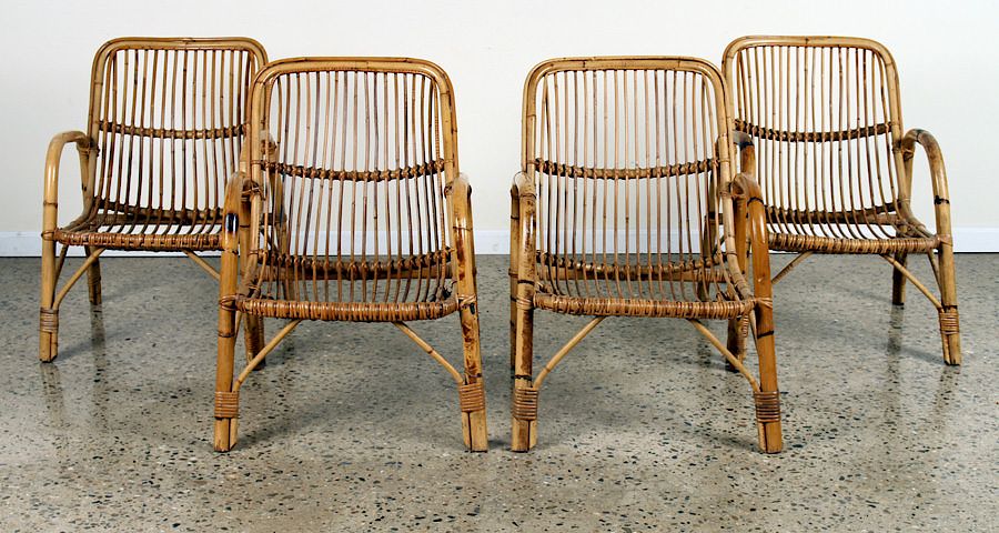 Appraisal: SET ITALIAN BAMBOO OPEN ARM CHAIRS C A set of