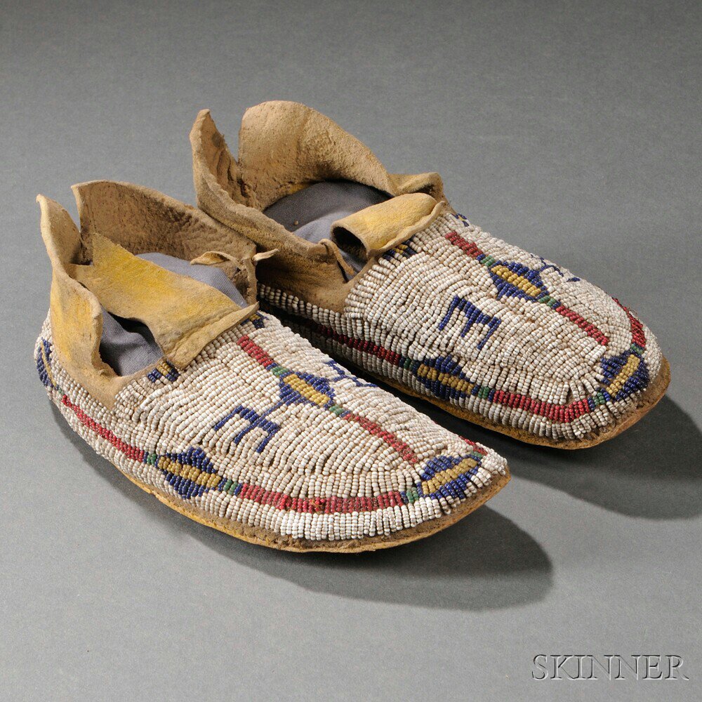 Appraisal: Cheyenne Beaded Hide Child's Moccasins c last quarter th century