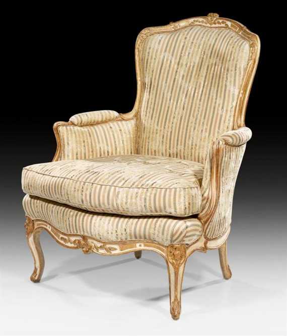 Appraisal: PAINTED BERGERE Louis XV stamped I AVISSE Jean Avisse maitre