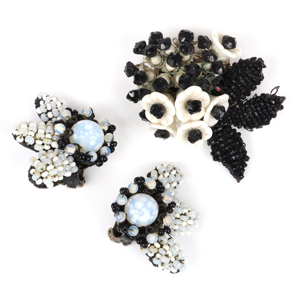 Appraisal: MIRIAM HASKELL FROM THE SANDY MOSS COLLECTION BLACK BEADED FLORAL