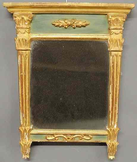 Appraisal: French gilt carved mirror th c with light green panels