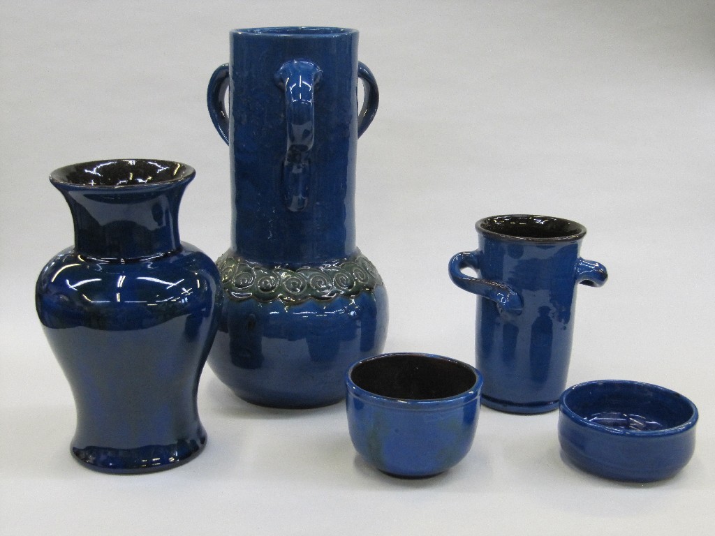 Appraisal: Two Brannam pottery vases made for Liberty Co and three