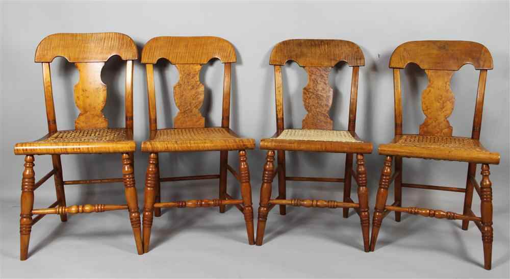 Appraisal: SET OF FOUR AMERICAN CURLY AND BIRD'S EYE MAPLE CANED