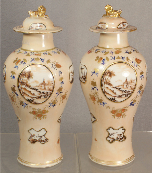 Appraisal: Chinese export porcelain pr of covered jars palest caf au