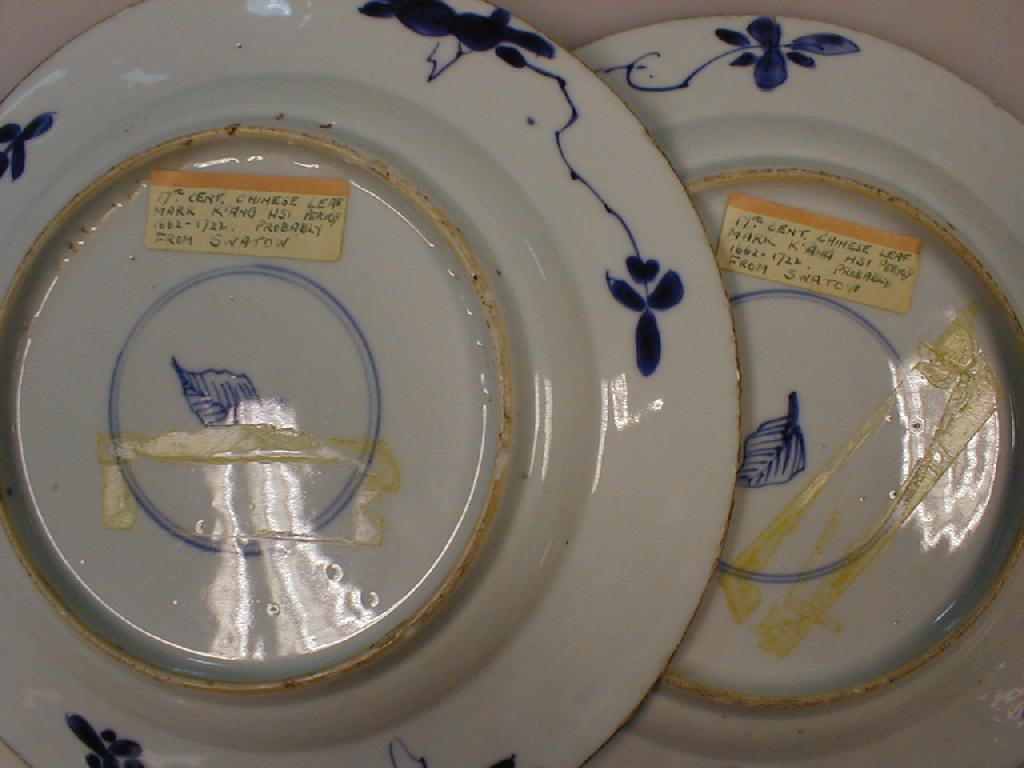 Appraisal: A pair of Chinese and blue and white plates K'ang