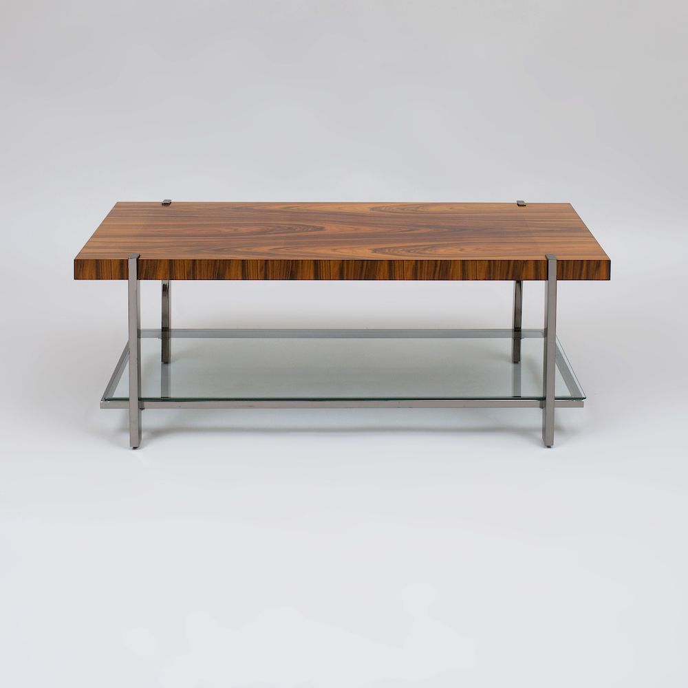 Appraisal: Kravet Chrome and Rosewood Low Table x x in Condition